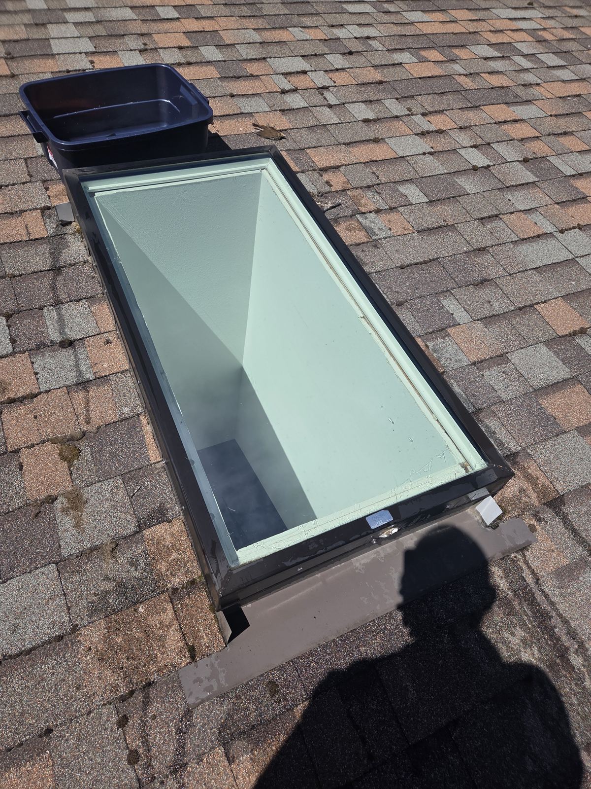 Skylight glass after cleaning, clear and spotless
