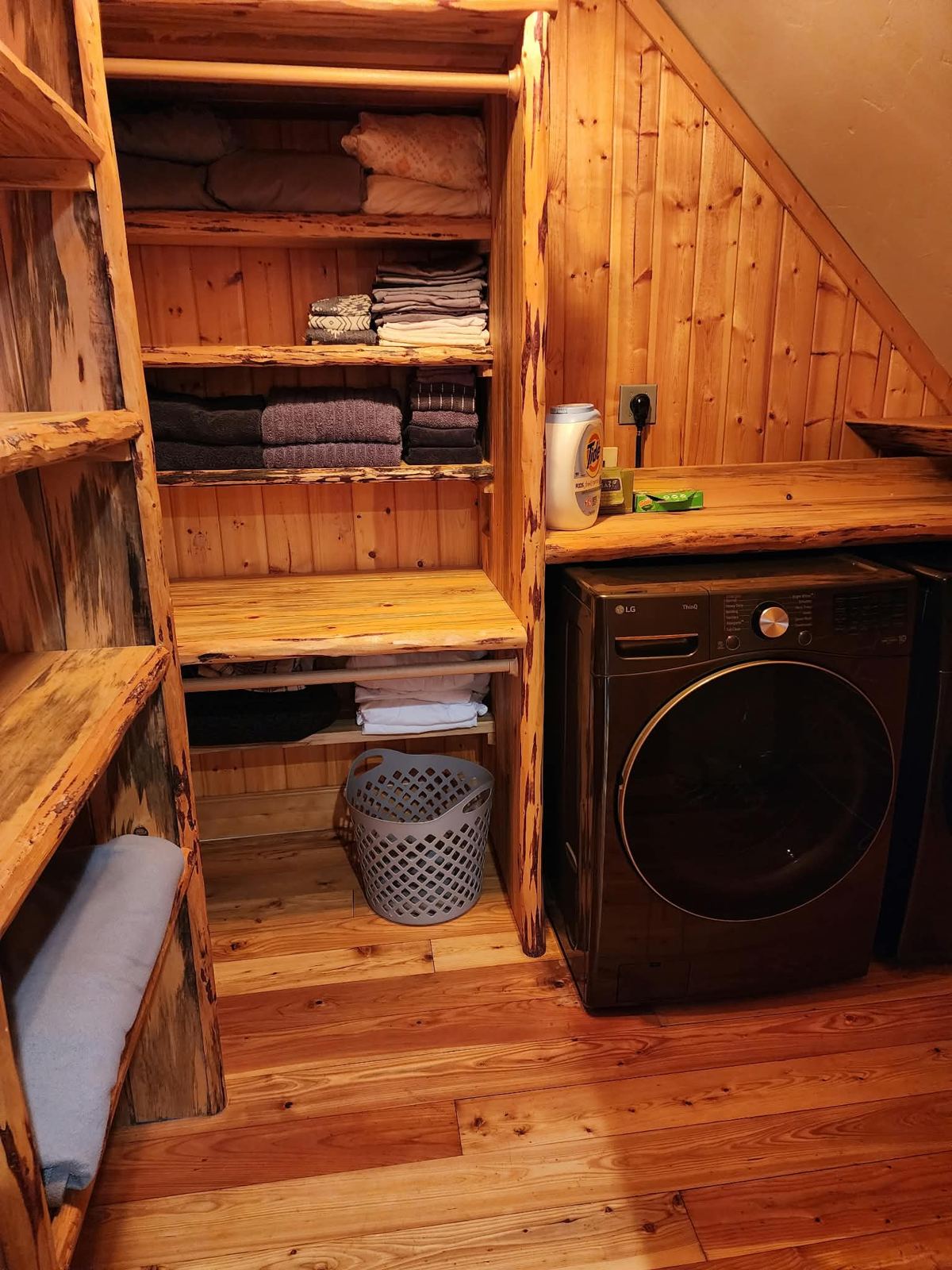 Stocked linen and laundry room